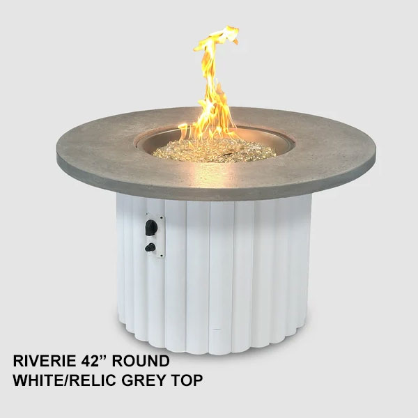 Riverie 42" White Base Round Fire Table by Outdoor Great Room - Image 7